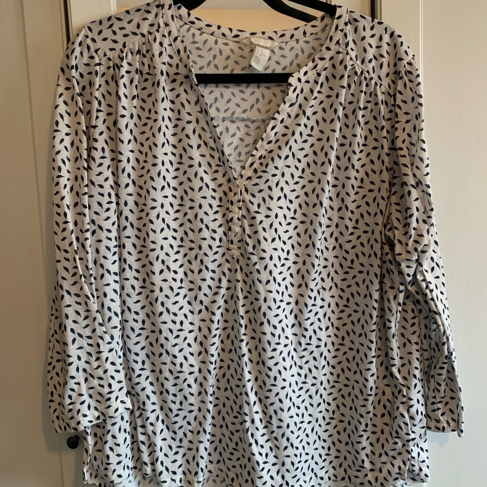 H&M Printed 3/4 Sleeve Blouse (XL)